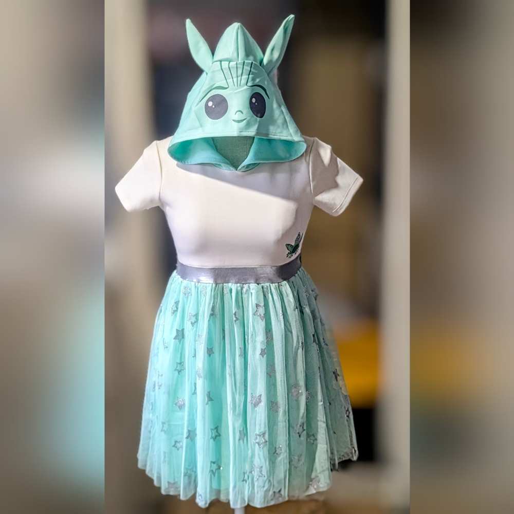 Girls Star Wars Kids Green and White Dress/Costume with Silver Accents! SIZE L